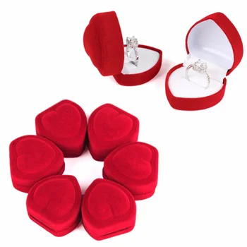 1/2 komada Par Crvenih Baršunastih Prstenova Kutija Za Nakit Izlog Držač Poklon Kutije za Vjenčanje Romantičnom Organizator Kutije Za Angažman Prstenje Vruće
