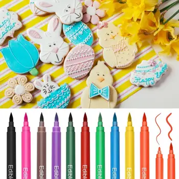 10 Boja DIY Jestiva Pigment Ručka za tortu Prehrambenih Olovke Torta Keks Keks Markeri za crtanje Alata za uređenje suđe za Kuhanje / Pečenje