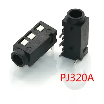 20ШТ PJ320A 3,5 mm audio jack za slušalice DIP PJ-320A PJ320 PJ-320 4-pinski аудиоинтерфейс