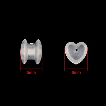 50шт Silikonska Oblik Srca 6 mm Prozirna/Mliječno-bijela Debljina 5 mm Uho Senzori Tuneli Čepovi Za Izradu Nakita Pribor
