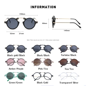Berba Male Okrugle Sunčane naočale u stilu Steampunk Za muškarce 2022 Luksuzni brand Punk Sunčane naočale za žene s Футляром igre Za Pc Naočale