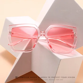 Feishini 2022 Novi Trg Sunčane naočale Ženske Prevelike Marke Luksuzne Modne naočale s ravnim krovom i prozirnim staklima Berba modni