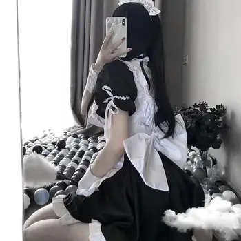 Japanski Anime Cosplay Odijela Za žene sluškinja Кавайная odjeća Lolita Slatka Cosplay Haljine s trakom za kosu Готическое haljina Odijelo