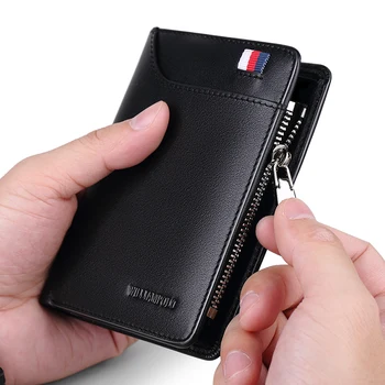 Kožni novčanik muški nova crna smeđa plava dual vrhunac novčanik za kovanice na munje jednostavan modni poklon pakiranje s više kartica ID novčanik