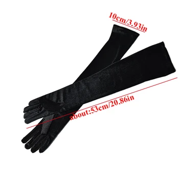 Luksuzni crni Baršun Ženske Rukavice za večernje haljine Zimske tanke Prste Pune Dužine 53 cm Seksi crne elastične tople Rukavice za vožnju Shuttle