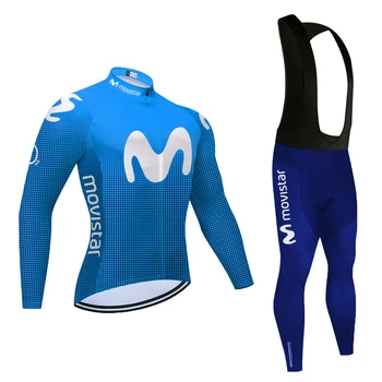 Muški kompleti odjeće za biciklizma Jesen Plava Španjolska M Sportska odjeća MOVISTAR Brdski biciklizam i Biciklističke Jakne Muška ekipa 2021 20D ГЕЛЕВАЯ šine