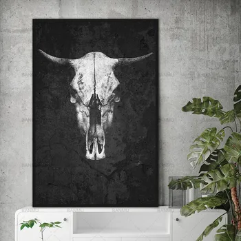 Nordijsko crno - bijela slika na platnu sa životinjama ukras za dnevni boravak zidni umjetnička slika na platnu, bez okvira