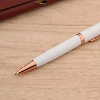 Potpuno Novi Uredski Olovka Za Pisanje Bijela Slika Ružičasto-Zlatnu Završiti Student Metalna Kemijska Olovka