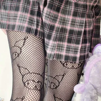 Sanrioed Kuromi Mymelody Super Slatka delikatna čarape Seksi Čarape za vruće djevojke, Ženske tanke hulahopke s dubokim urezima