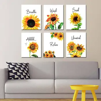Suncokretovo Platnu Slikarstvo Sunčeva Zalaska sunca, Cvijeće Plakata i grafika Suvremeni ukras Maison Home Decor Suncokreti Zid umjetnost