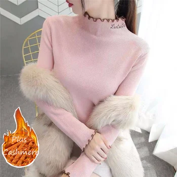 Svaka Žena Plus kašmir topli pulover Veste Trendy s ukrašen Kragna, dugi rukav odjeća Top Ženski zimski tanak Džemper, Kaput