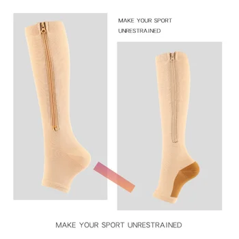 Unisex s otvorenim vrhom do koljena zip Kompresije čarape, Ženske tanke vreće za Medicinske čarape za sprečavanje proširenih vena Kompresijski čarapa