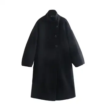 Vune dugi kaput 2022 nova moda crno slobodno toplo elegantan zimsko vune kaput casual moda ulica omladinska ženska jakna i kaput