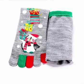 Zabavne jesensko-zimske bebe Tople pahuljice s po cijeloj površini Djeda Mraza Pamučnim Pahuljica Jelen Anime Čarape sa 5 prstiju na nogama Božićne čarape sa 5 prstiju