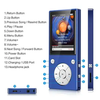 ZUIRU8 GB/32 GB, Bluetooth, MP3 player 5,0-inčni Zaslon u Boji Bluetooth Glazbeni player s zvučnikom, FM/Diktafon