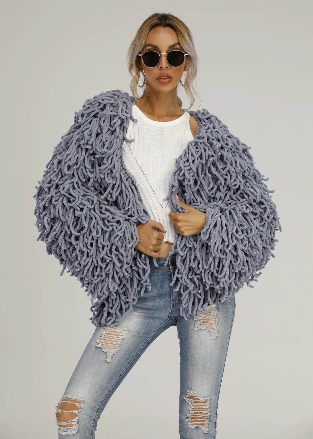 Jesen i zima novi vune vuna medo džemper s resama jakna individualnost košulje za žene 3