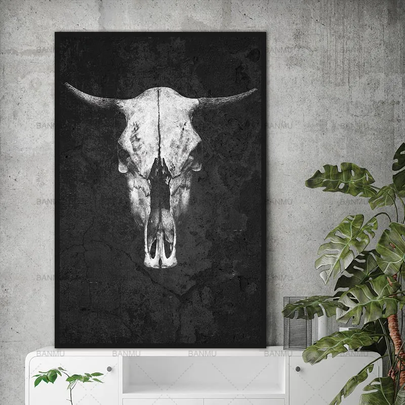 Nordijsko crno - bijela slika na platnu sa životinjama ukras za dnevni boravak zidni umjetnička slika na platnu, bez okvira 0