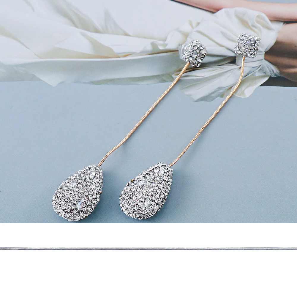 Novi ZA Dug vještački dijamant Naušnica na Крючках Visoka Kvaliteta Crystal Naušnice-kapi Za Žene Modni Nakit Pribor Poklon 1