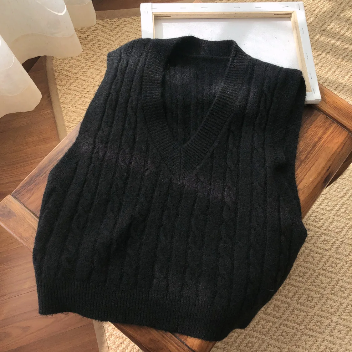 Twist pulover džemper, prsluk ženski 2021 jesen nova korejska verzija slobodan čist crveni prsluk s V-izrez vune pletene prsluk ženski 1