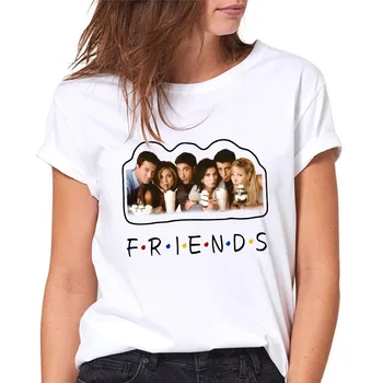 Ženske majice 2021 Pismo Prijatelji Majica Prijatelji Emisije Grafički t-shirt je Ljetna majica kratkih rukava Femme Moderan top Za žene
